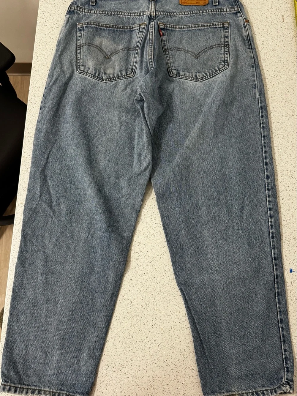 Levis 560 Loose Fit Tapered Leg Jeans Men 36x30 Blue Vintage 90s Work Whiskered